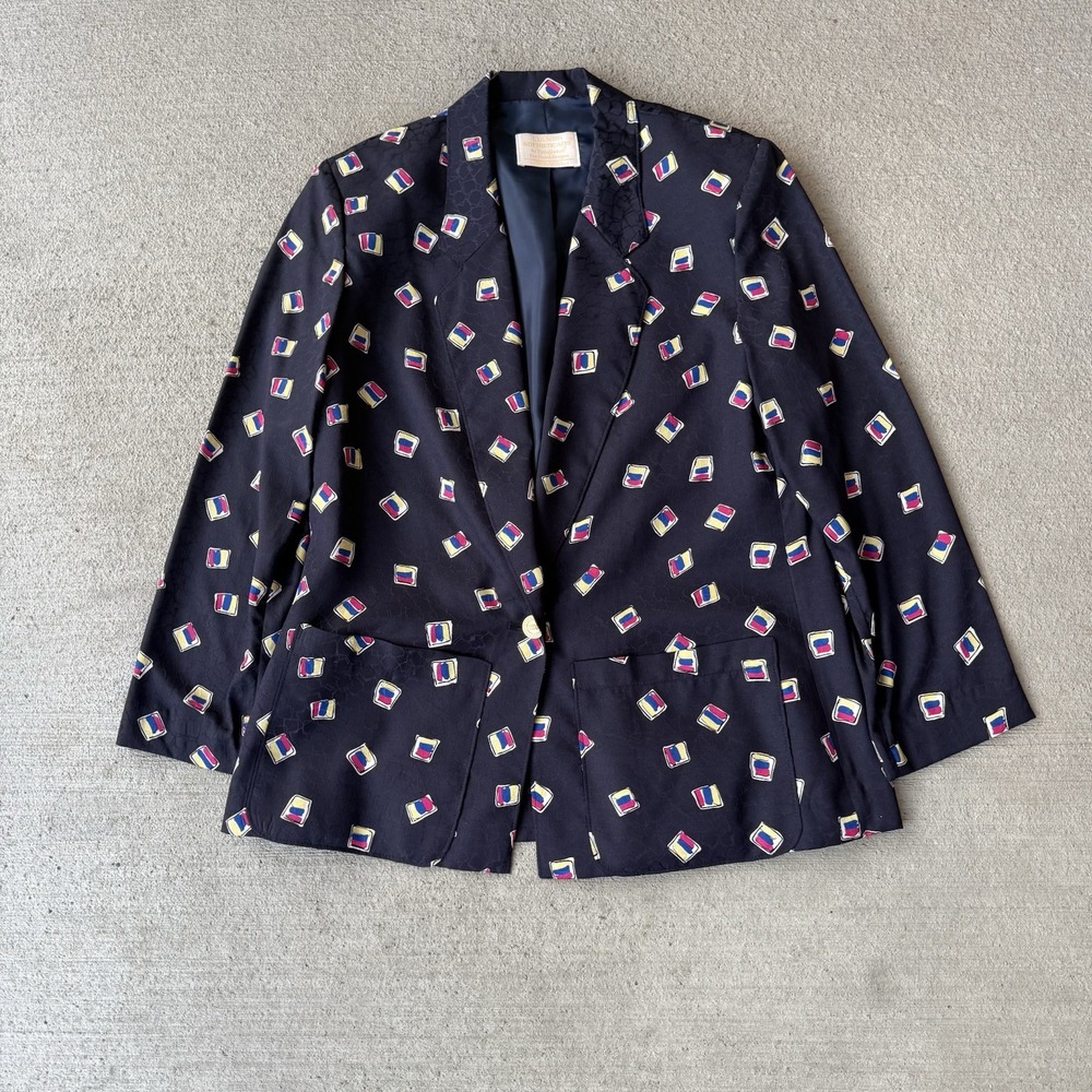 Vintage Pendleton Country Sophisticates Blazer Women's 8 Navy Print